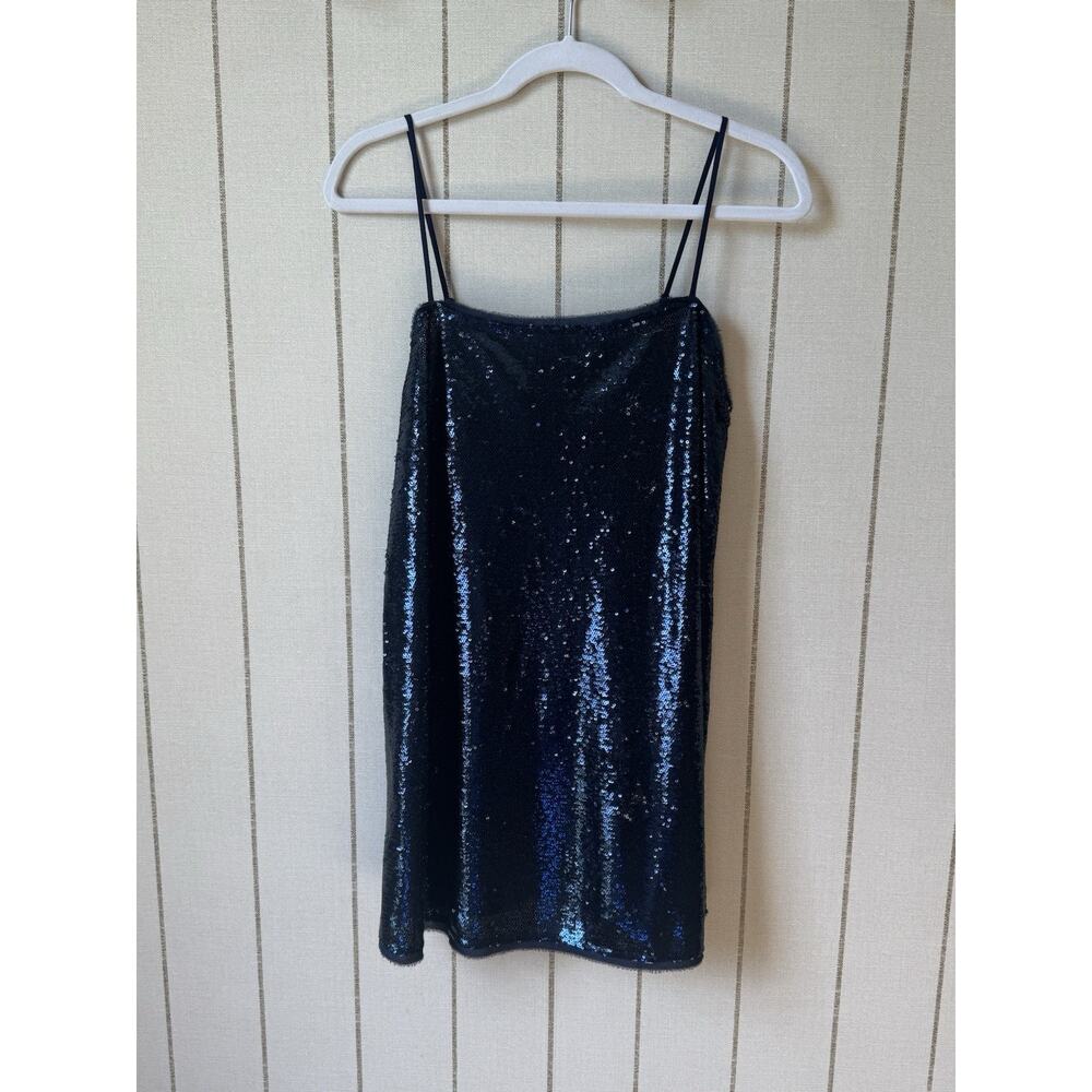 Intimately Free People Time Shine Sequin Mini Slip Dress Navy Blue Small Homco - Picture 2 of 9